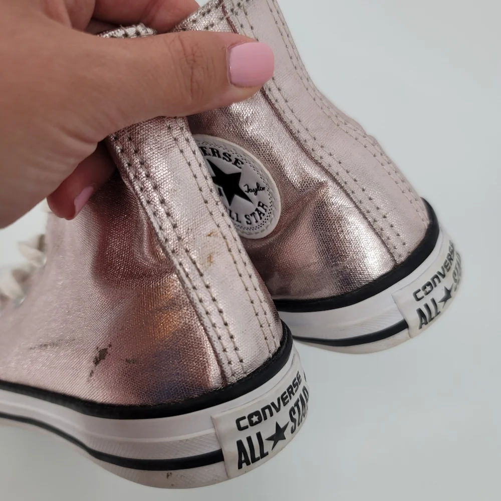 Converse YOUTH Pink Metallic High Top Sneakers Size 1